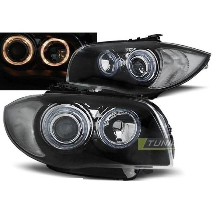 Paire de feux phares BMW serie 1 E81-E87 04-11 Angel eyes noir-27361116