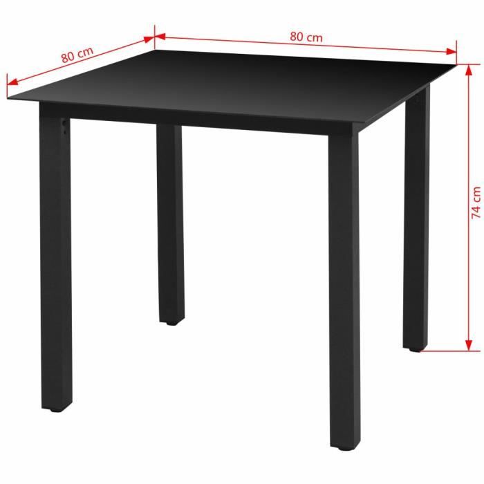 Super -Table de jardin - Table d'appoint Table de reception Noir 80 x 80 x 74 cm Aluminium et verre @230868