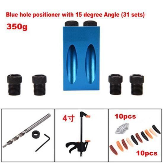31pcs kit trou de gabarit de perçage du bois 6-8 - 10mm guide de forage angulaire fixé trou perforateur locator gabarit LP002657