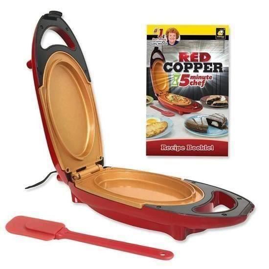 Red Coppe5 Minute Cooker + Spatule –Mini Cuiseur électrique avec surface anti-adhésive en céramique renforcée(PDF recettes Francai