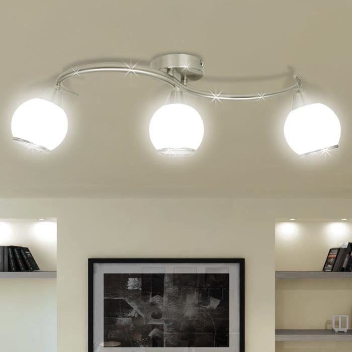 Plafonnier - Lumière Lampe de Plafond Lustre Moderne salon chambre Salle à Manger avec abat-jour en verre et 3 ampoules E14