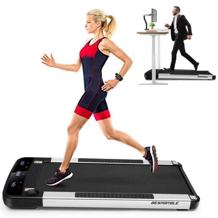 Tapis de course plat ultra-mince BESPORTBLE 1.5HP tapis de course de fitness avec roues mobiles en douceur