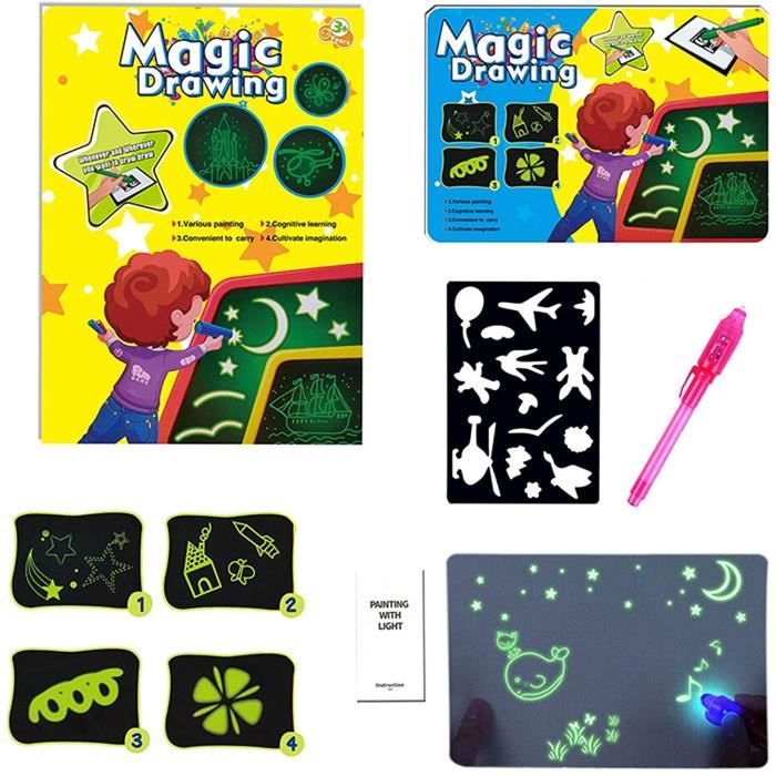 TABLEAU ENFANT Magic Drawing Tablette Lumineuse Enfant Ardoise Magique Pad Portatifs Ardoise Magique Tableaux Agrave Dessin a535