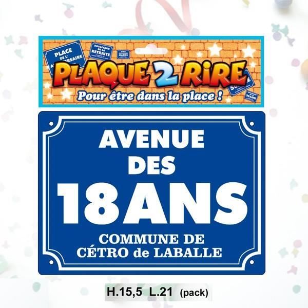 PLAQUE DE RUE 18 ANS
