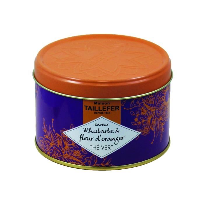 MAISON TAILLEFER Thé vert et fleur d'oranger - Saveur Rhubarbe - Boîte de 80 g