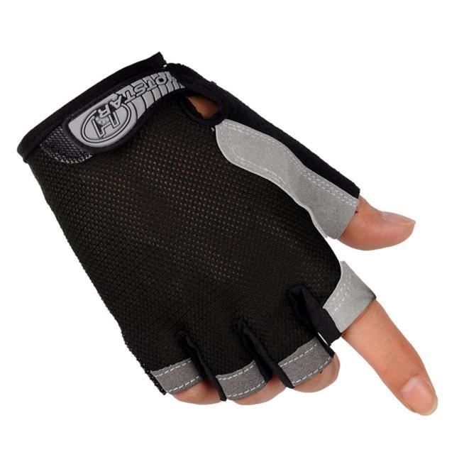 Vélo Sports Vélo Vélo Demi-Gel Gants Finger Fingerless BK M@Noir