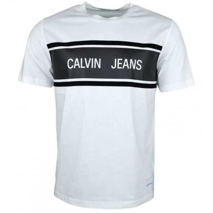 TEE SHIRT CALVIN KLEIN HOMME MANCHE COURTES BLANC