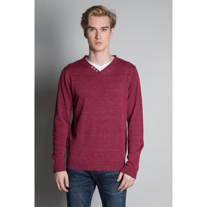DEELUXE Pull chiné à double col SINGLE Burgundy Mel