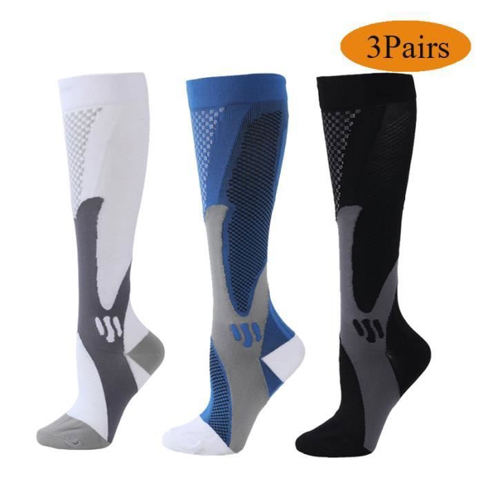 Chaussettes de compression, ANNEFLY 3pairs pour hommes et femmes, meilleur ajustement athlétique gradué.