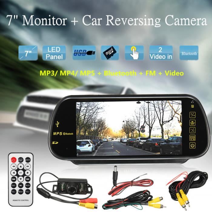 U Voiture Rear Mirror Monitor Avec Caméra De Recul TFT LCD Bluetooth MP5 FM