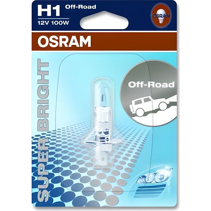 Ampoule auto (non homologuée sur route) Osram type H1 Blanche 12 Volts 100 watts Ref: 62200