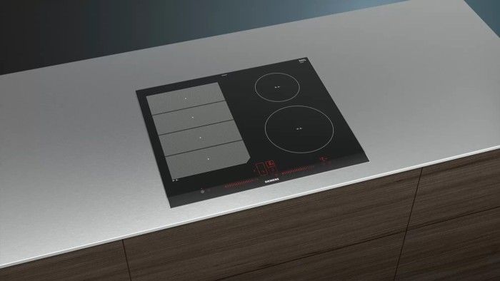 Siemens EX675LEC1E, Intégré, Plaque avec zone à induction, Verre-céramique, Aluminium, Noir, 1400 W, Rond
