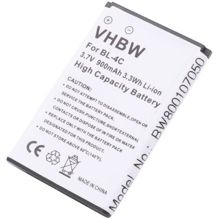 vhbw Batterie remplacement pour Doro DBC-800A, DBC-800B, DBC-800D, DBP-800B, XYP1110007704 pour smartphone (900mAh, 3,7V, Li-ion)