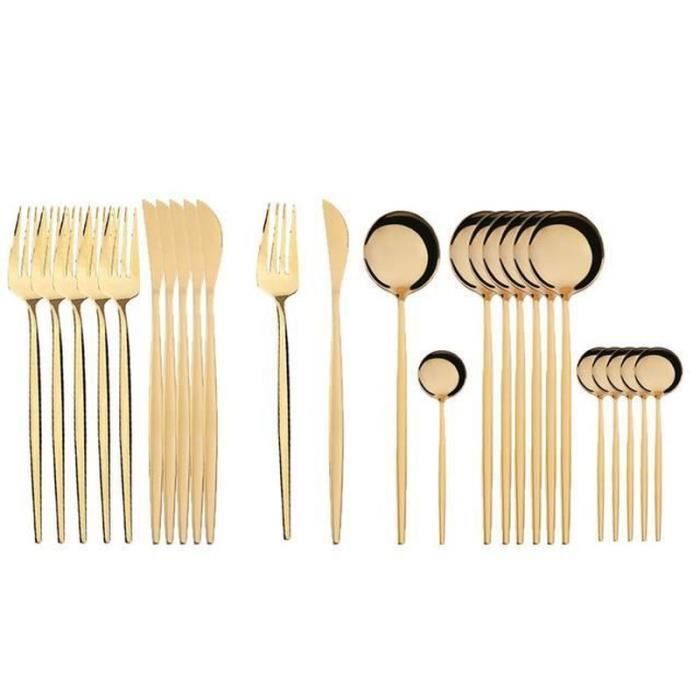 HK29322-Couverts en acier inoxydable 18-10, style western, 24 pièces, or, service de table, vaisselle, coutellerie