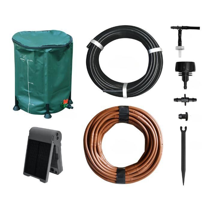 RAINPOINT Kit Arrosage Goutte à Goutte Solaire 45L/H - Système Automatique Jardin Balcon Avec Pompe Programmable