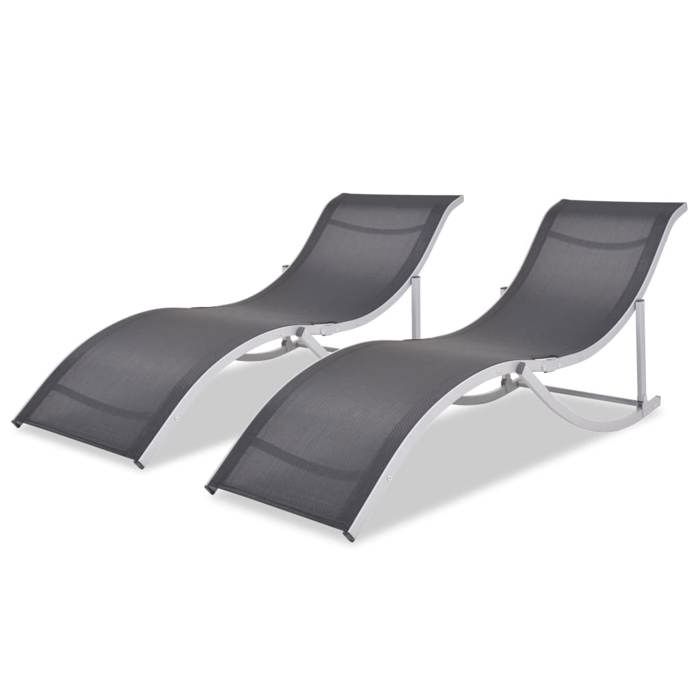 bain de soleil - csy - chaises longues pliantes 2 pcs aluminium et textilène - contemporain8477