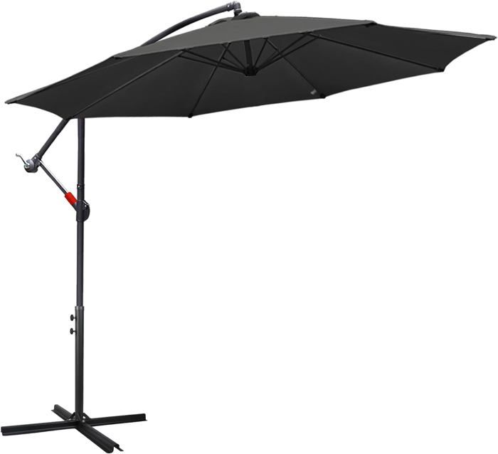 Parasol Déporté 2.3m LED Solaire – Inclinable Manivelle, UPF50+ Anti-UV, Éclairage 18 LEDs Jardin Piscine Terrasse
