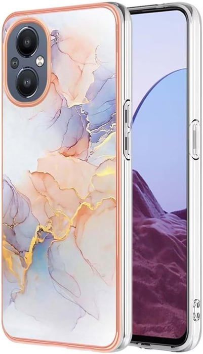 Custodia UPLAI Per OPPO Reno 8 Lite 5G / Reno 7 Lite – Cover Morbida In TPU Con Bordo Galvanico Oro, Colore Bianco