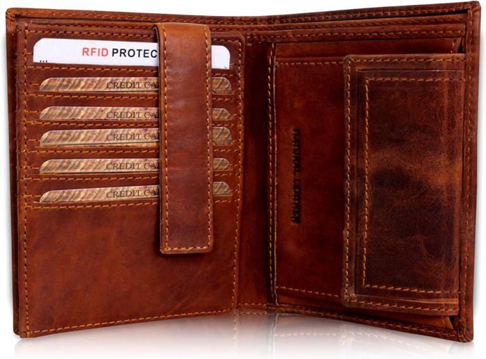 Portefeuille Porte-passeport Cuir Marron Vintage Fait Main Angleterre