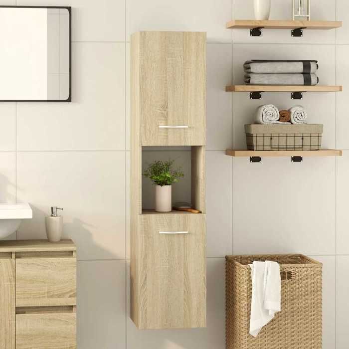 vidaXL Armoire de salle de bain Chêne sonoma 30x30x130 cm Aggloméré 849635