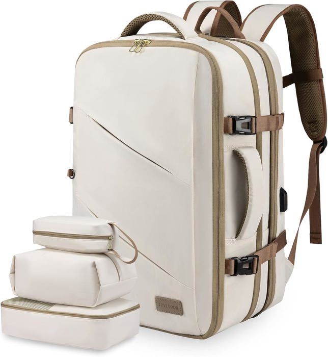 SPAHER Sac à Dos Voyage 30L Cabine Avion 40x30x25 Cm - Compatible Eurowings - Compartiment Ordinateur 15,6" - Imperméable Avec Port USB - Inclut 2 Sacs Sous Vide - 4