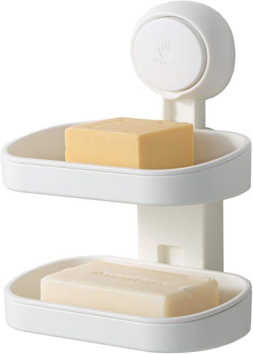 Ribech Support De Douche Sans Perçage, 2 Pièces Autoadhésif Coin Rack Salle De Bains Organiseur, Support De Douche Avec 4 Adhésifs, 360 ° Sans Perçage Support De Douche Rotatif, Support De Shampooing