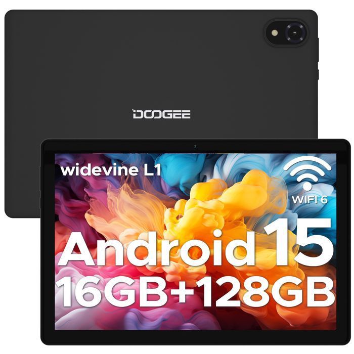 Tablette tactile 10.1 pouce DOOGEE U10 Android 15 4+12 Go étendue + 128 Go Widevine L1 Batterie 5060mAh WiFi6 Widevine L1 – Gris