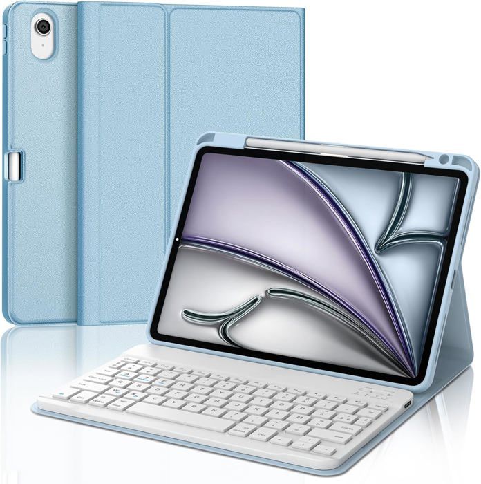 Karylax - Étui De Protection + Clavier AZERTY Bleu Foncé Pour Samsung Galaxy Tab S6 Lite 10 4 2022 2020 Sm P613 P619 P610 P615
