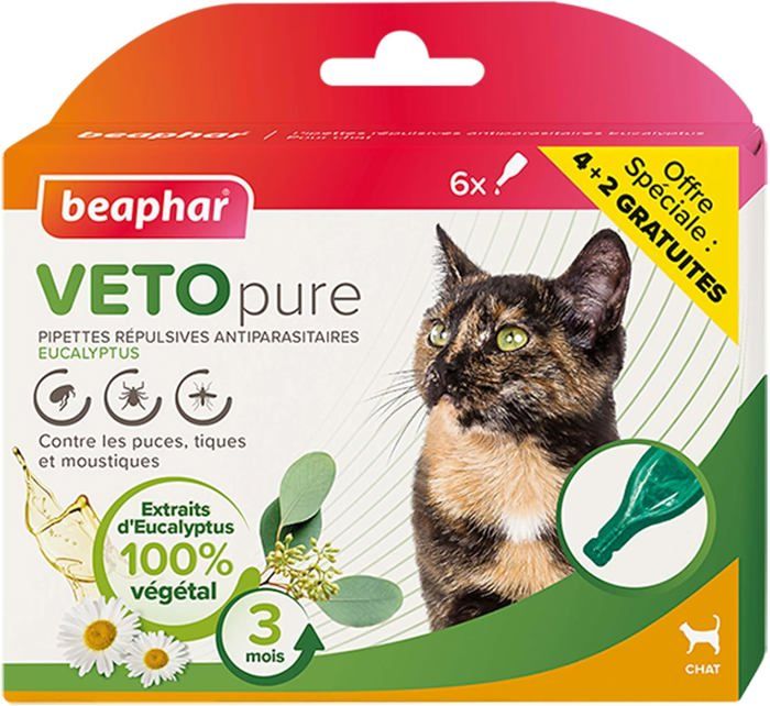 Comparer les prix de BEAPHAR – VETOPURE – Pipettes répulsives antiparasitaires pour Chat – Aux extraits dEucalyptus – Contre Les puces tiques et mo102