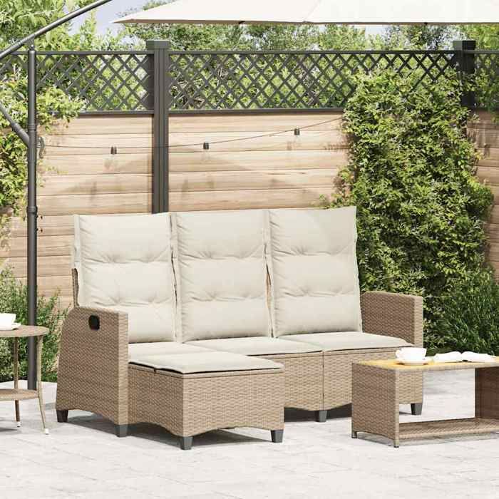 vidaXL Canapé de jardin inclinable coussins forme de L beige polyrotin canapé dextérieur canapé de jardin inclinable 4108242