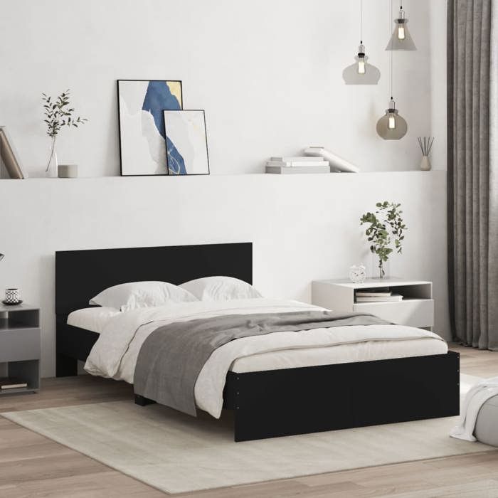 Lit classique double - Cadre de lit - sans matelas - noir 120x190 cm DECO JA6693312