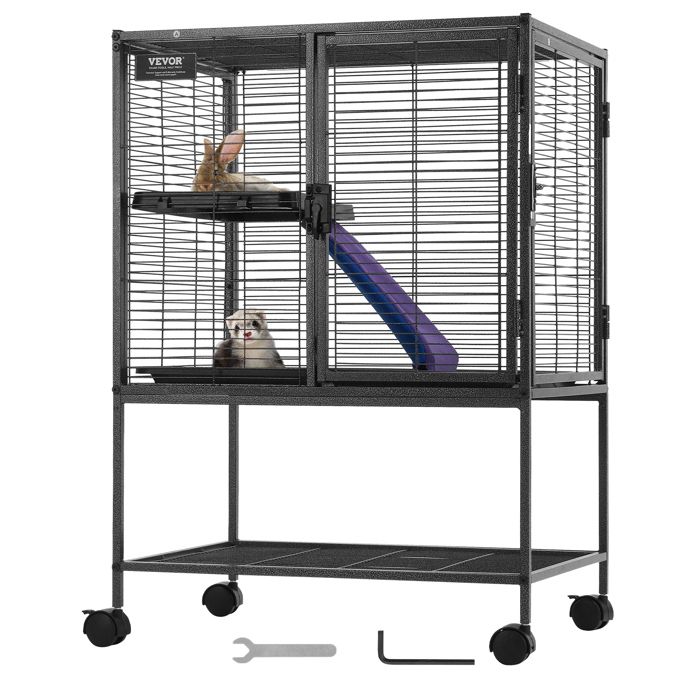 Meilleurs prix pour Cage Mobile en Métal pour Furets-VEVOR-610 x 440 x 865 mm-Habitat Spacieux à Deux Niveaux Rampes et Plateau Inclus