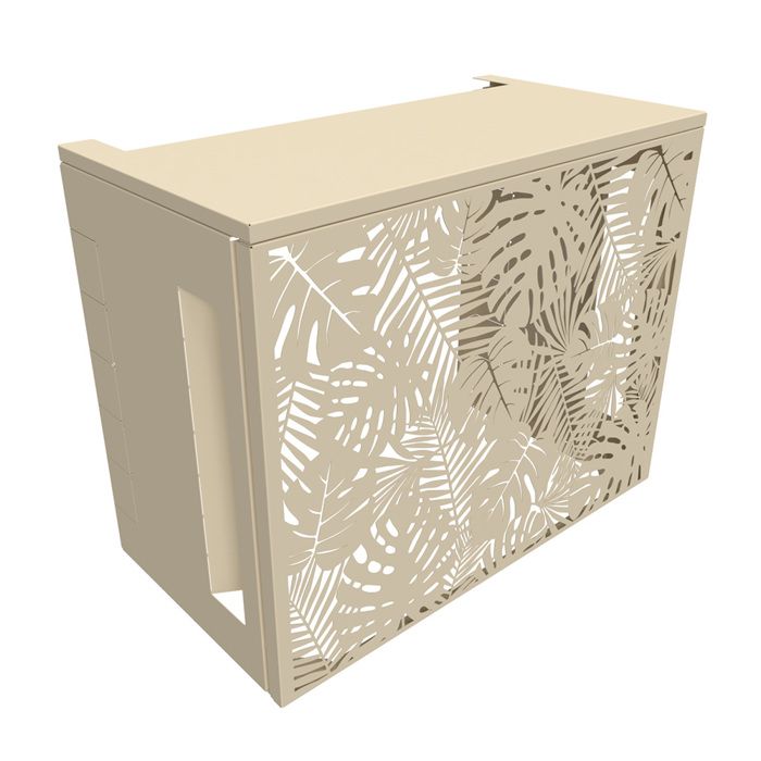 Cache climatiseur extérieur ATOLE en aluminium thermolaqué - Taille 2 : H. 113 x L. 110 x P. 64 cm - Crème