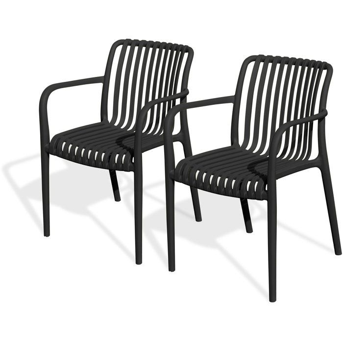 Lot de 2 fauteuils de jardin - CITY GARDEN - Tiago-FT - Empilable - Noir Lot de 2 fauteuils de jardin - CITY GARDEN - Tiago-FT - Empilable - Noir