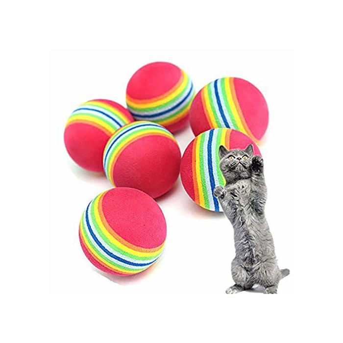 Comparer les prix de Super Qualité 10pcs Flottant Chat Jouet pour Animaux De Compagnie Jouet Super Q Arc-en-Boule EVA Doux Mousse Activité Chase Jouer