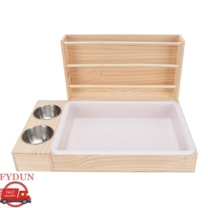 Comparer les prix de Faisseur de lapins porte-traits en bois de 3 sur 1 avec bac à litière et 2 bols Animaux Calage dherbe à herbe pour la Guinée