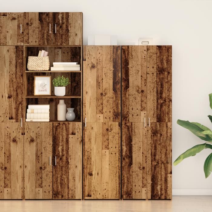 (SOLDE dété) Bahut vaisselier enfilade - Meuble Haut Bois Ancien 45x42.5x185 cm Bois dingénierie - Aspect chic* 7701574