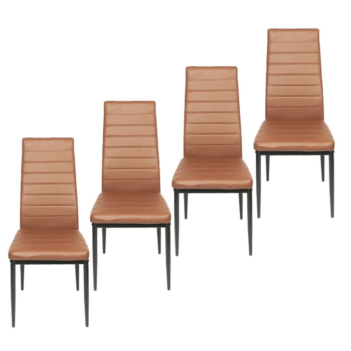 Lot de 4 chaises de salle à manger - pieds en acier inoxydable - salle à manger cuisine - chaise ergonomique - marron- QUIIENCLEE