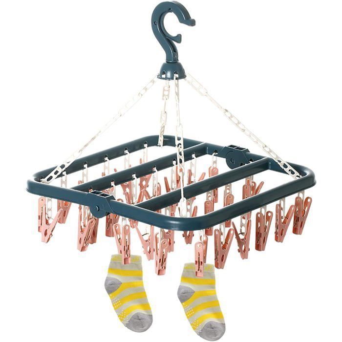 Support Chaussettes Etendoir Etendoir Chaussette avec 32 Pinces pour sous Vêtements Chaussettes