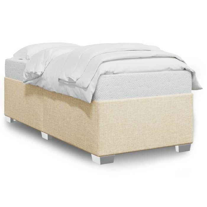 Cadre de lit - Sommier - crème 90x200 cm - L200 x P90 x H46 cm - Tissu 100% polyester
