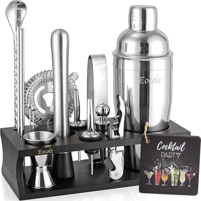 13Pcs Cocktail Shaker Set Barman Kit 550Ml En Acier Inoxydable Martini Shaker Cuillere A Melange Pilon Pinces A Glace Bouchon Mesure Jigger Liqueur Verseurs Bar Accessoires 92015995