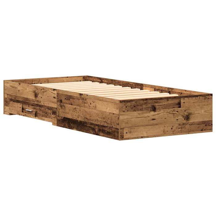 Cadre de lit - VIDAXL - FR7634 - Bois ancien - 90x200 cm - Avec tiroirs de rangement