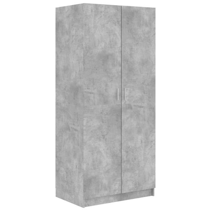 Gris Garde-robe CLARENCE Armoire penderie Pour chambre Gris béton 80x52x180 cm Bois d’ingénierie LV1556