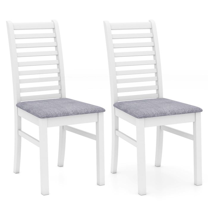 GIANTEX Ensemble de 2 Chaises de Salle à Manger- Assise Rembourrés- Dossier Haut à Lattes- Pieds en Bois de Caoutchouc- GIANTEX Ensemble de 2 Chaises de Salle à Manger- Assise Rembourrés- Dossier Haut à Lattes- Pieds en Bois de Caoutchouc-