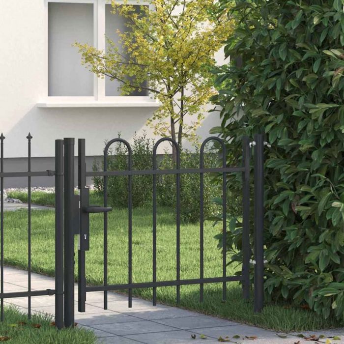 VidaXL Portillon gris 103 x 1245 cm en acier enduit de poudre – portail de clôture extérieur