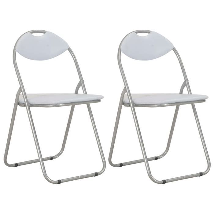 SALE 2026 Chaise de cuisine Blanc - Chaises pliantes à manger lot de 2 blanc similicuir PRO922011348