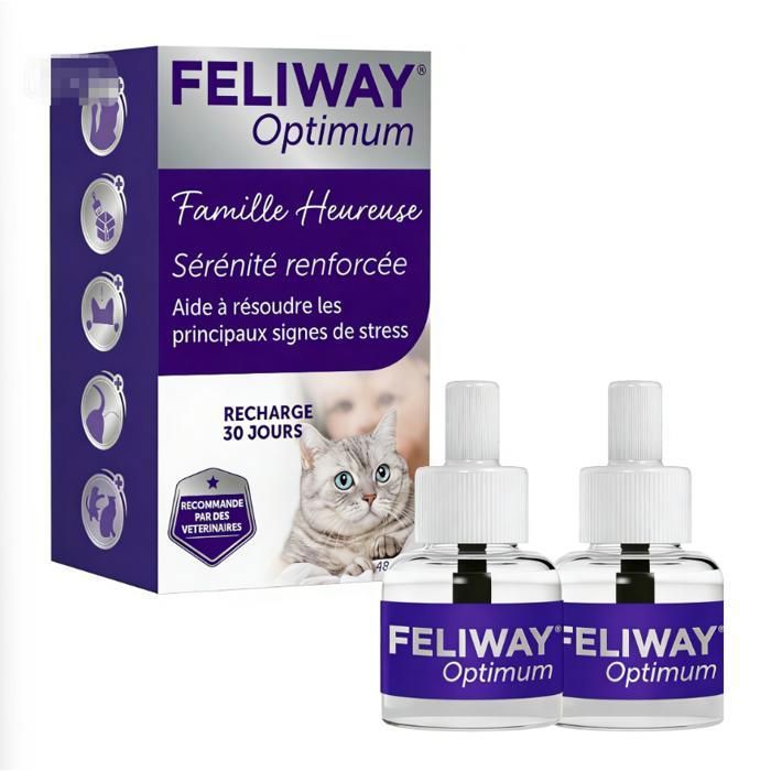 Comparer les prix de FELIWAY Optimum - Anti-Stress pour Chat - Complexe de phéromones apaisantes pour Une sérénité renforcée 30 Jours