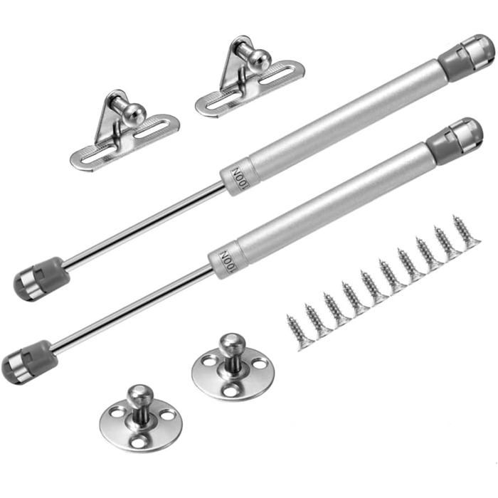 Ressort à gaz pour meubles - ULISEM - 80N/8kg - ABS et alliage de zinc - Ouverture à 90 degrés - Installation ajustable