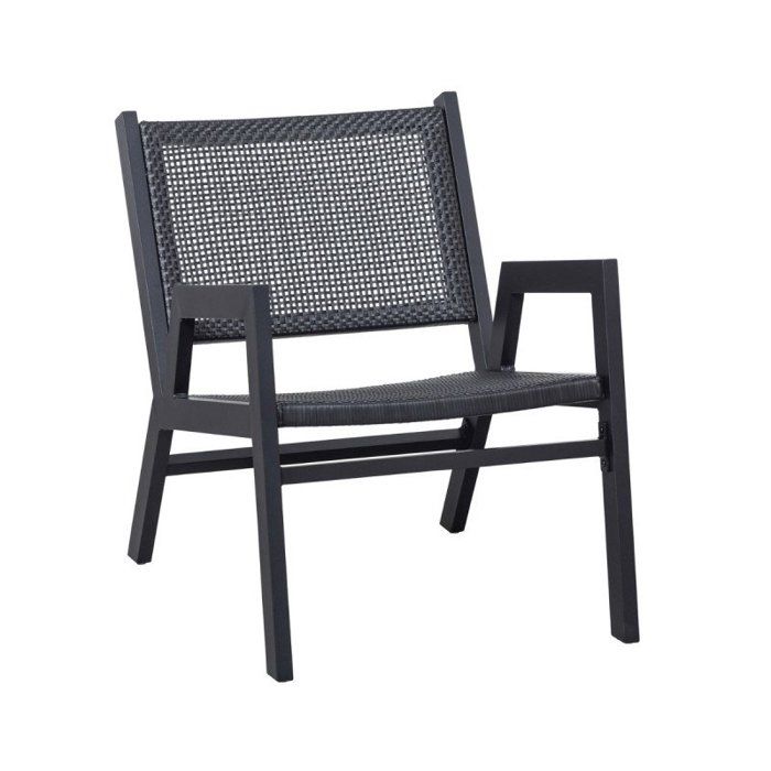 Fauteuil Dextérieur - Meubles&Design - Fauteuil lounge effet bois en aluminium noir INGO