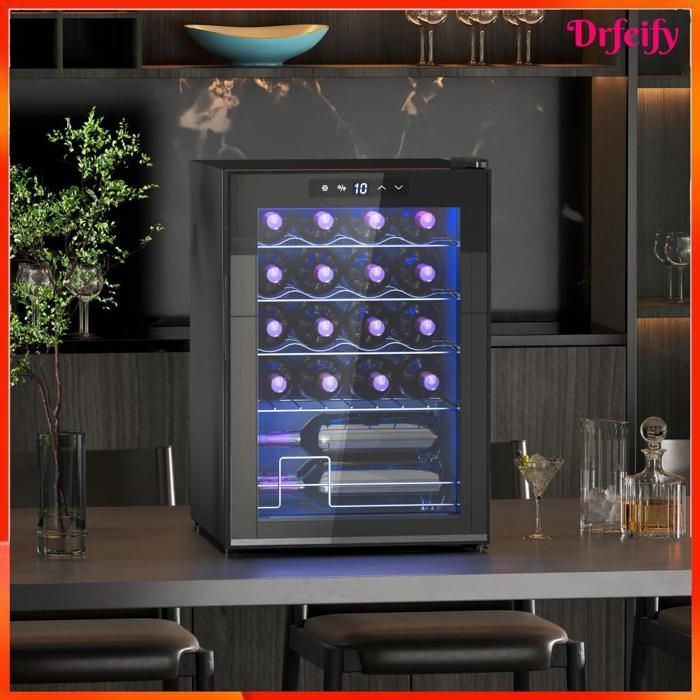 Cave à vin - AKOZON - 10736 - 20 bouteilles - 53 L - Temp. réglable 5-18°C